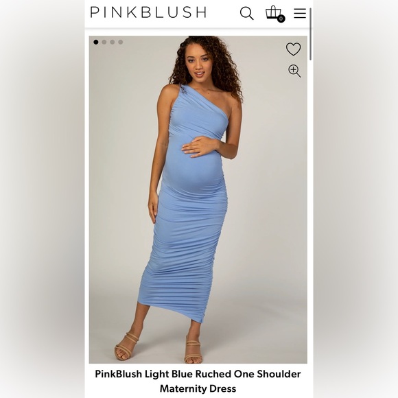 PinkBlush Light Blue Ruched One Shoulder Maternity dress - Picture 1 of 1